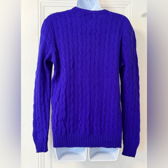 Polo Ralph Lauren V-Neck Cable Knit Sweater - Purple wool cashmere - Picture 6 of 6